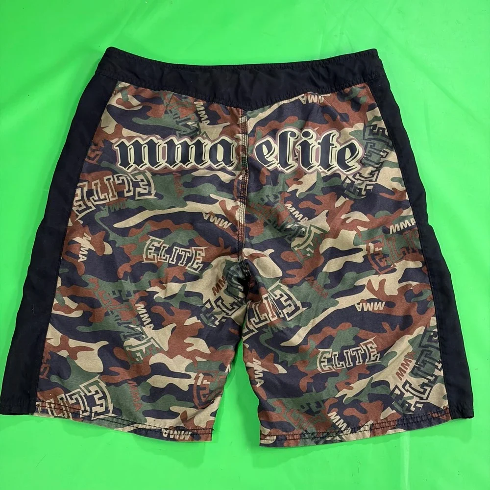 MMA Elite Board Shorts Mens M Camo Logo Graphic Training Combat Trunks Y2K-style